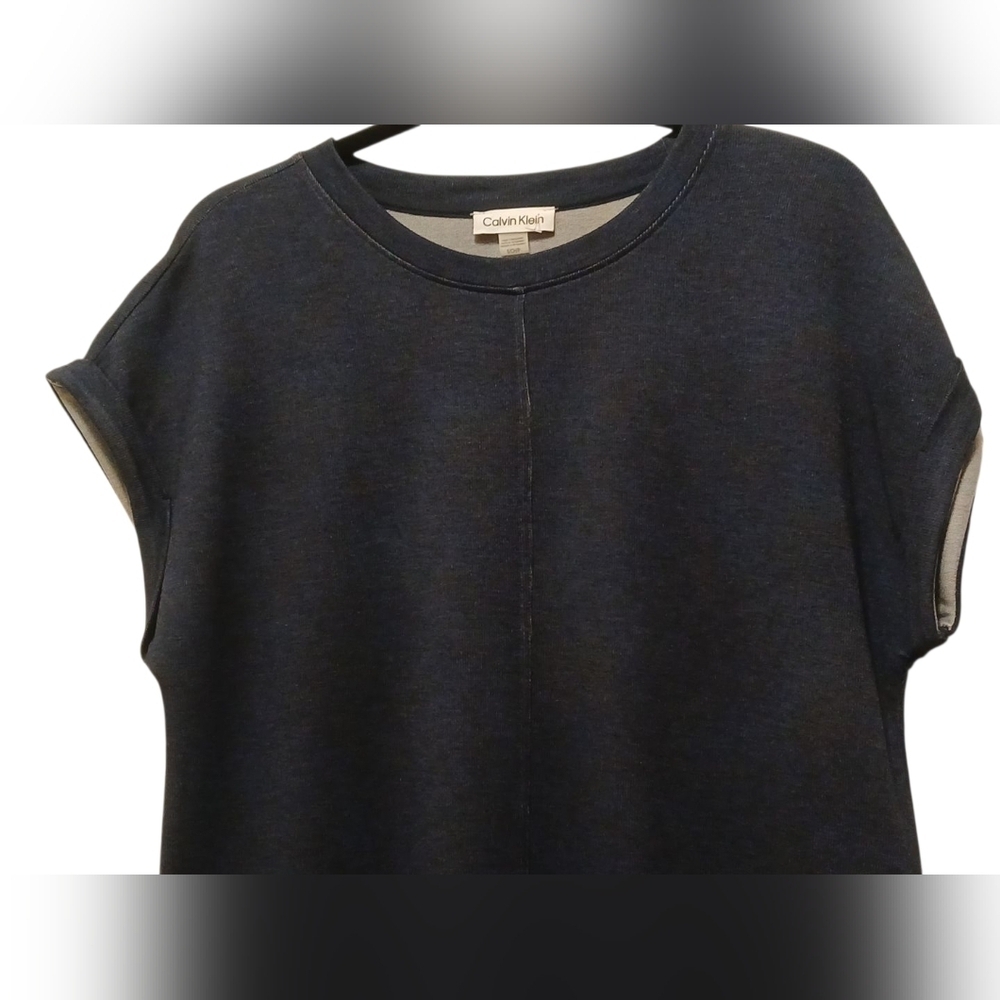 Calvin Klein - NWT, Blue Sweater Dress, Short Sleeve W/Cuffs, Size S, - Picture 10 of 12